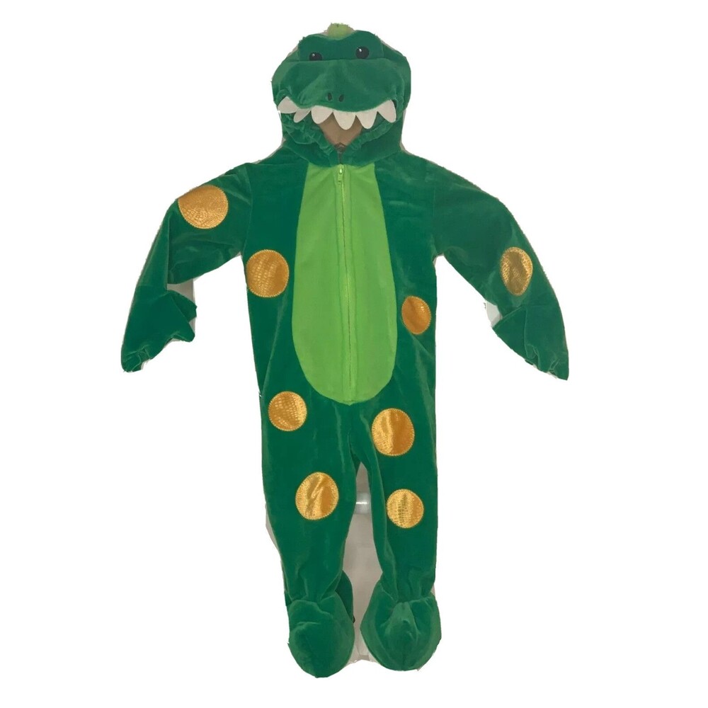 Dinosaur T-Rex Costume Boys 12M Miniwear Hood Long Sleeve Velour Halloween EUC
